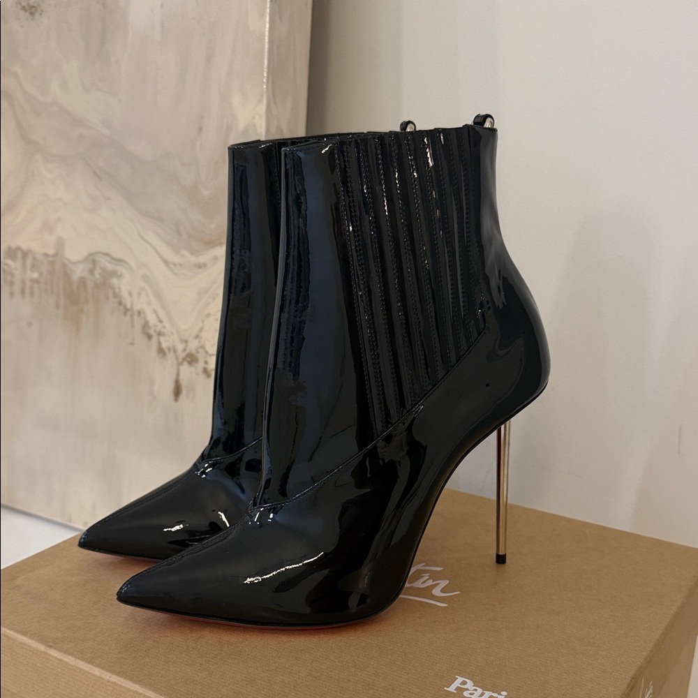 Christian Louboutin Glossy Black Ankle Booties - Picture 8 of 8